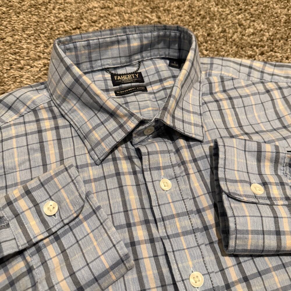 Faherty Reserve The Movement Shirt Mens L Blue Plaid MWC0082 Fits M
